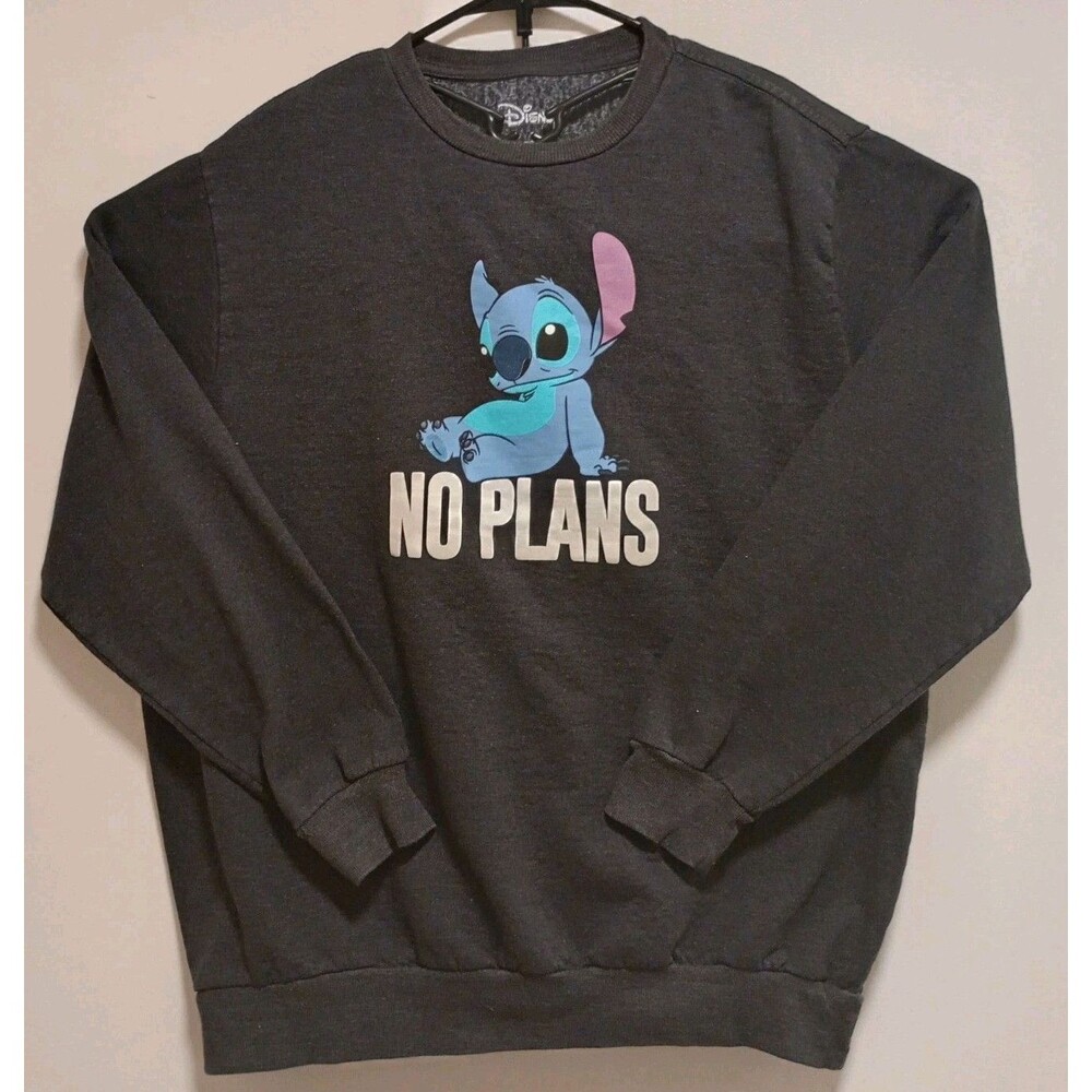 Disney Stitch Sweatshirt Mens 2XL Gray Lilo & Stitch "No Plans" Graphic Pullover